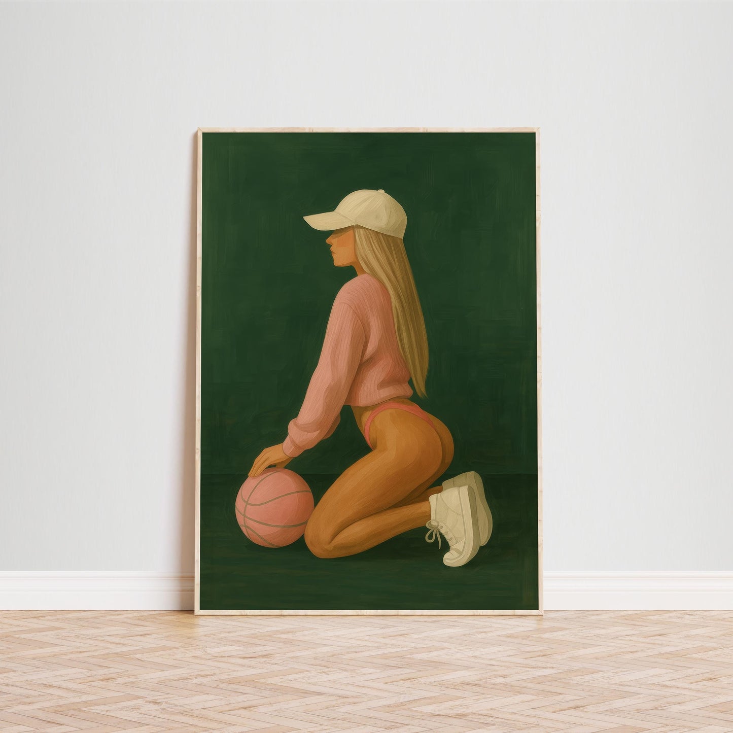 Feminine Basketball Art – Modern Sport Wall Decor | Athletic Girl Print