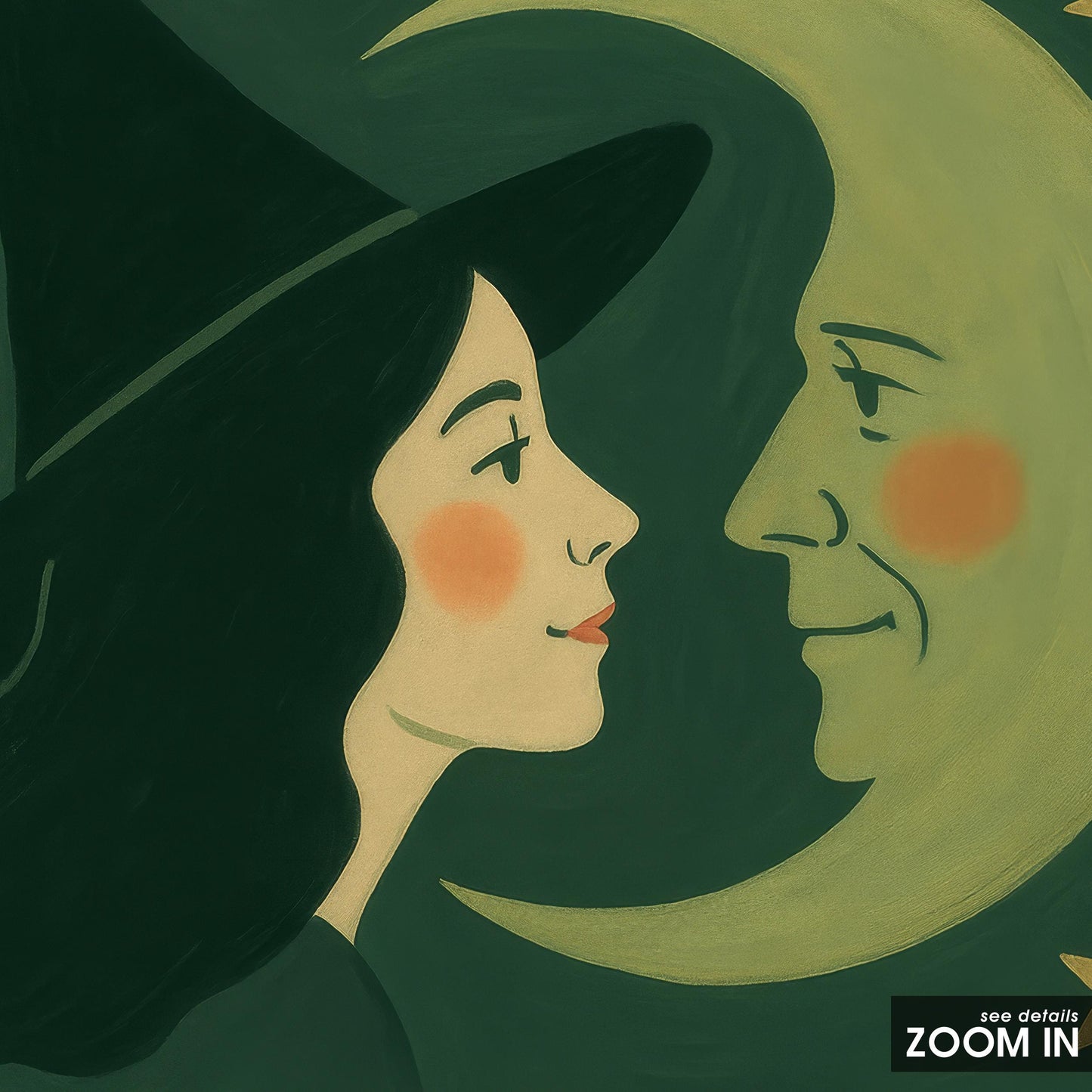 Witch Moon Poster – Celestial Wall Art With Resilience Quote and Vintage Folk Style