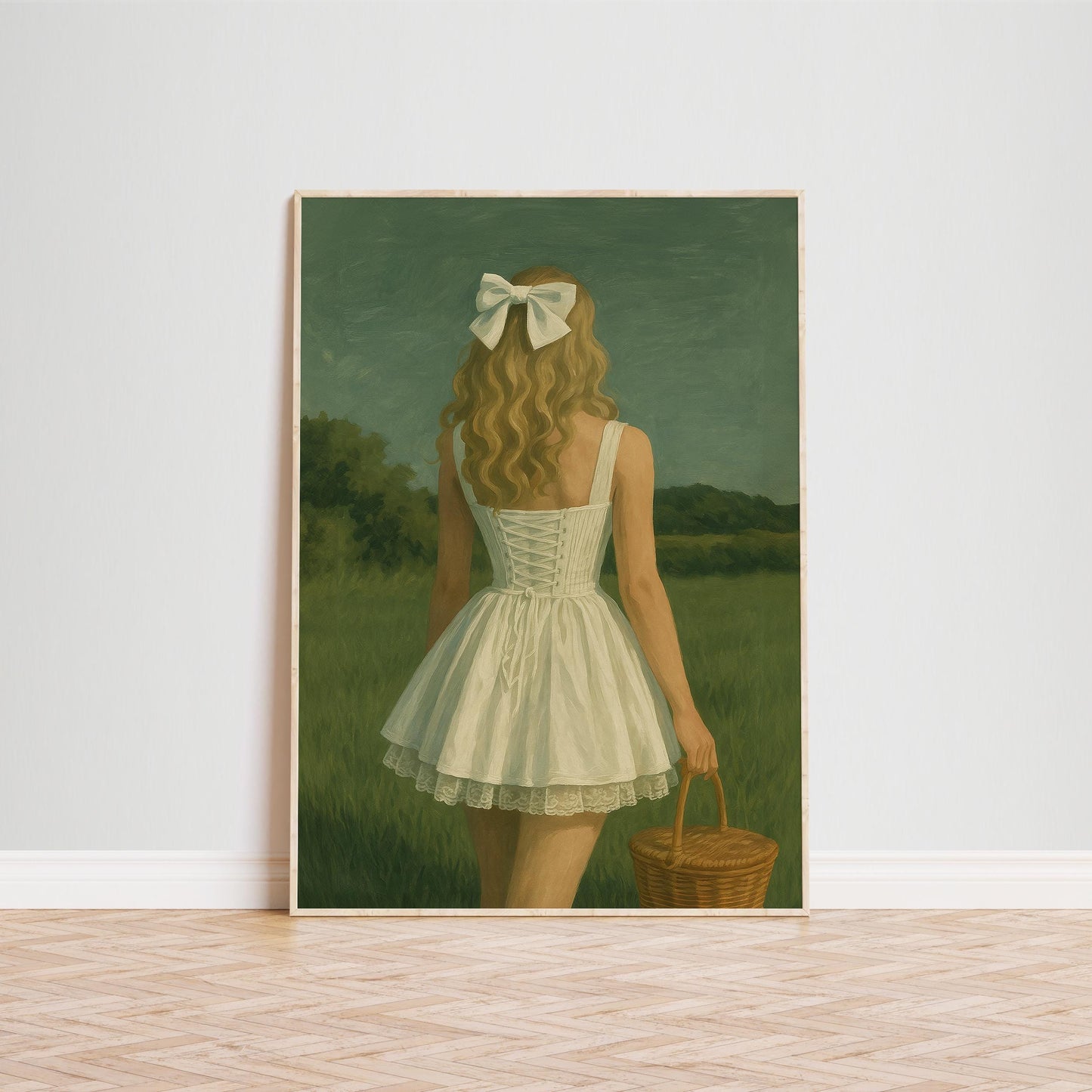 Picnic Girl Poster – Retro Wall Decor With Red Gingham And Summer Picnic Art