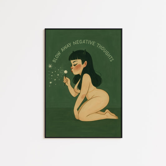Feminist Nude Art Print – Body Positive Poster With Vintage Green Sensual Wall Art