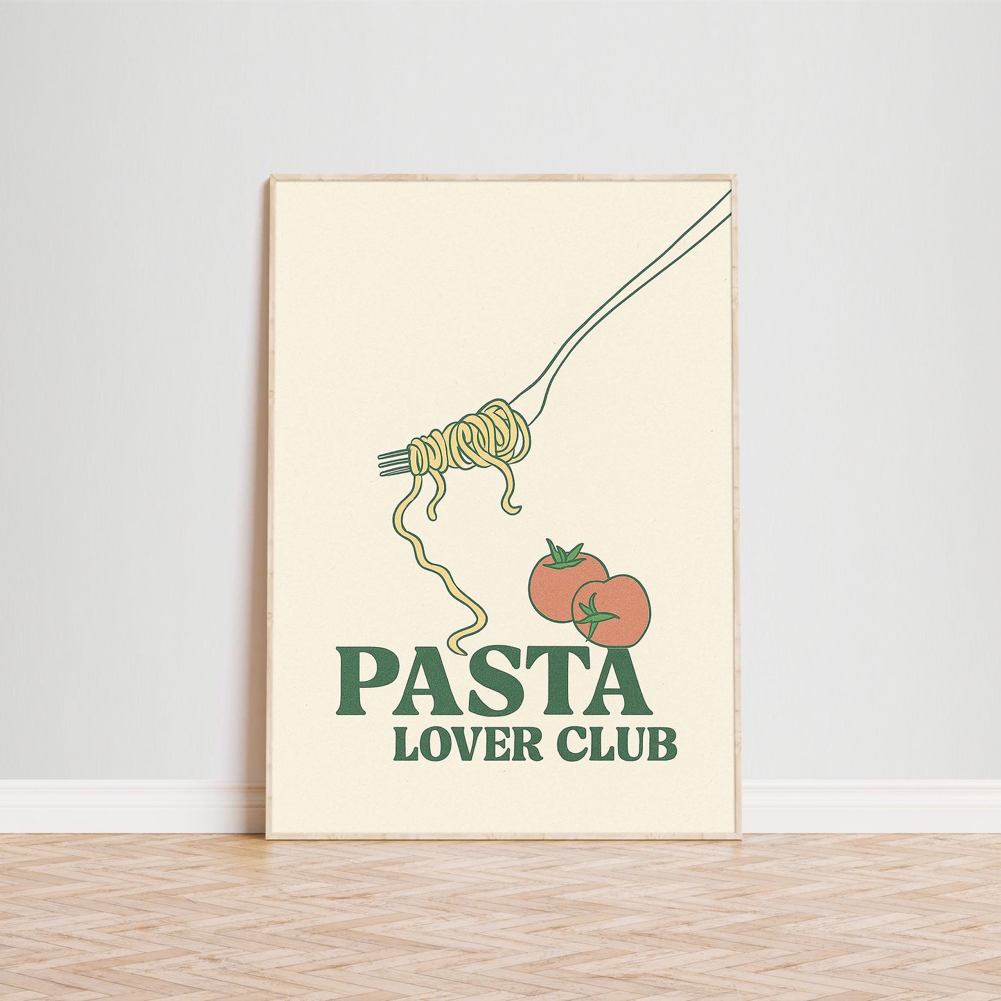 Pasta Lover Club Poster – Retro Kitchen Wall Art, Italian Food Print