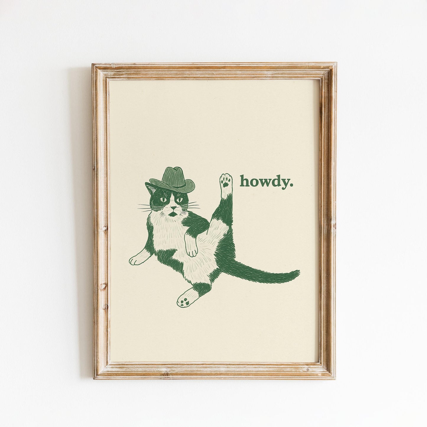 Howdy Cat Poster – Funny Cowboy Cat Print, Western Minimal Wall Art