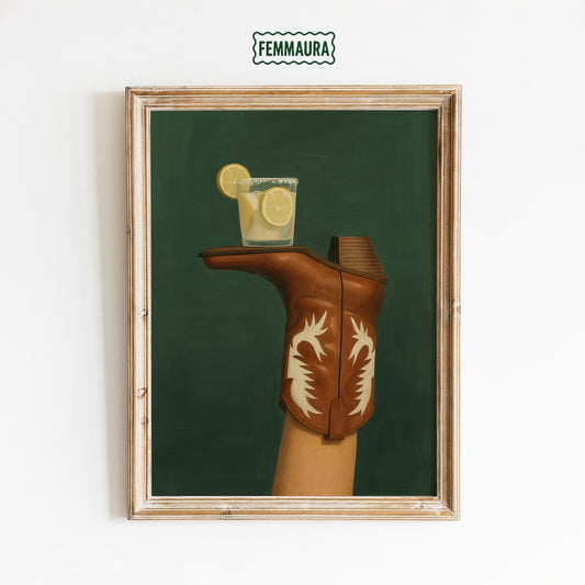 Western Art Print – Cowboy Boot Pop Art Poster with Lemonade Wall Print