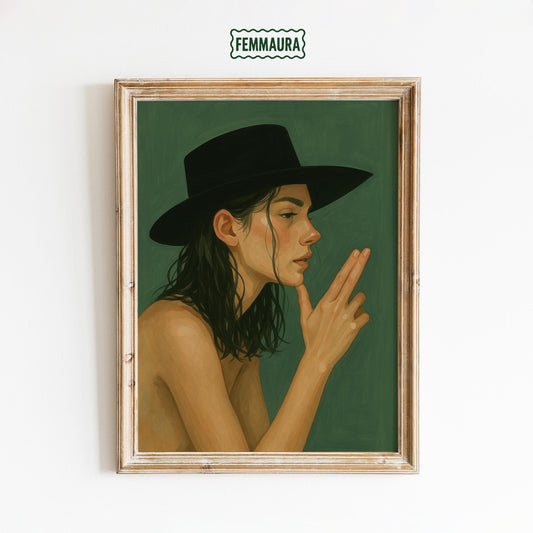 Cowgirl Gun Gesture Poster – Bold Western Feminist Wall Art With Cinematic Green Tones