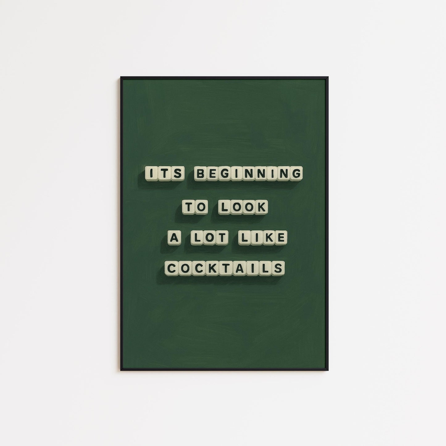 Cocktail Quote Poster – Retro Green Drink Wall Art | Festive Bar Decor Print