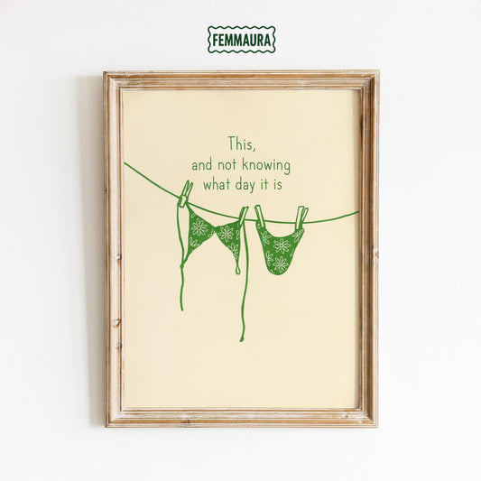 Minimalist Bikini Poster – Funny Summer Quote Wall Art | Boho Chic Beach Decor