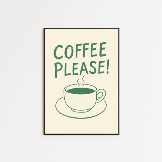 Coffee Please Poster – Minimalist Kitchen Wall Art, Modern Coffee Print