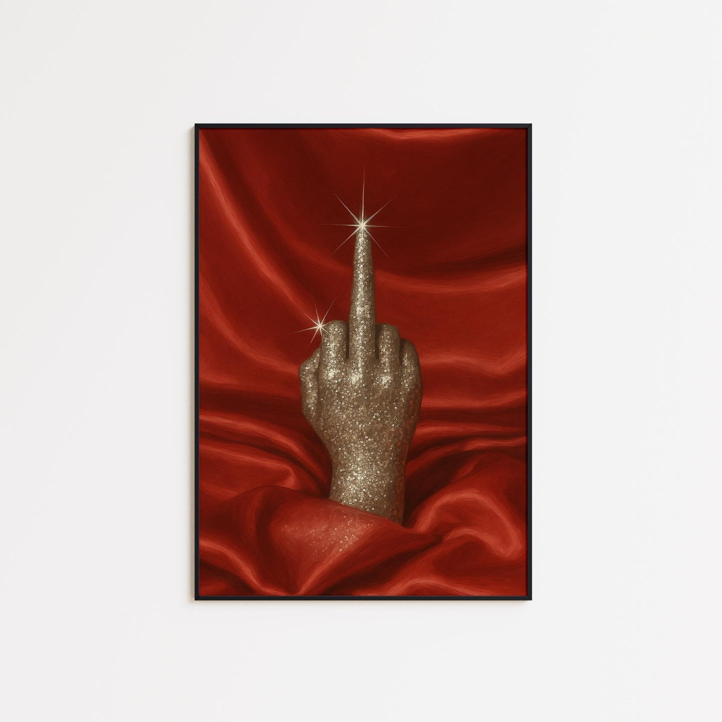 Bold Feminine Wall Art – Glitter Gold Feminist Attitude Poster | Sassy Statement Decor