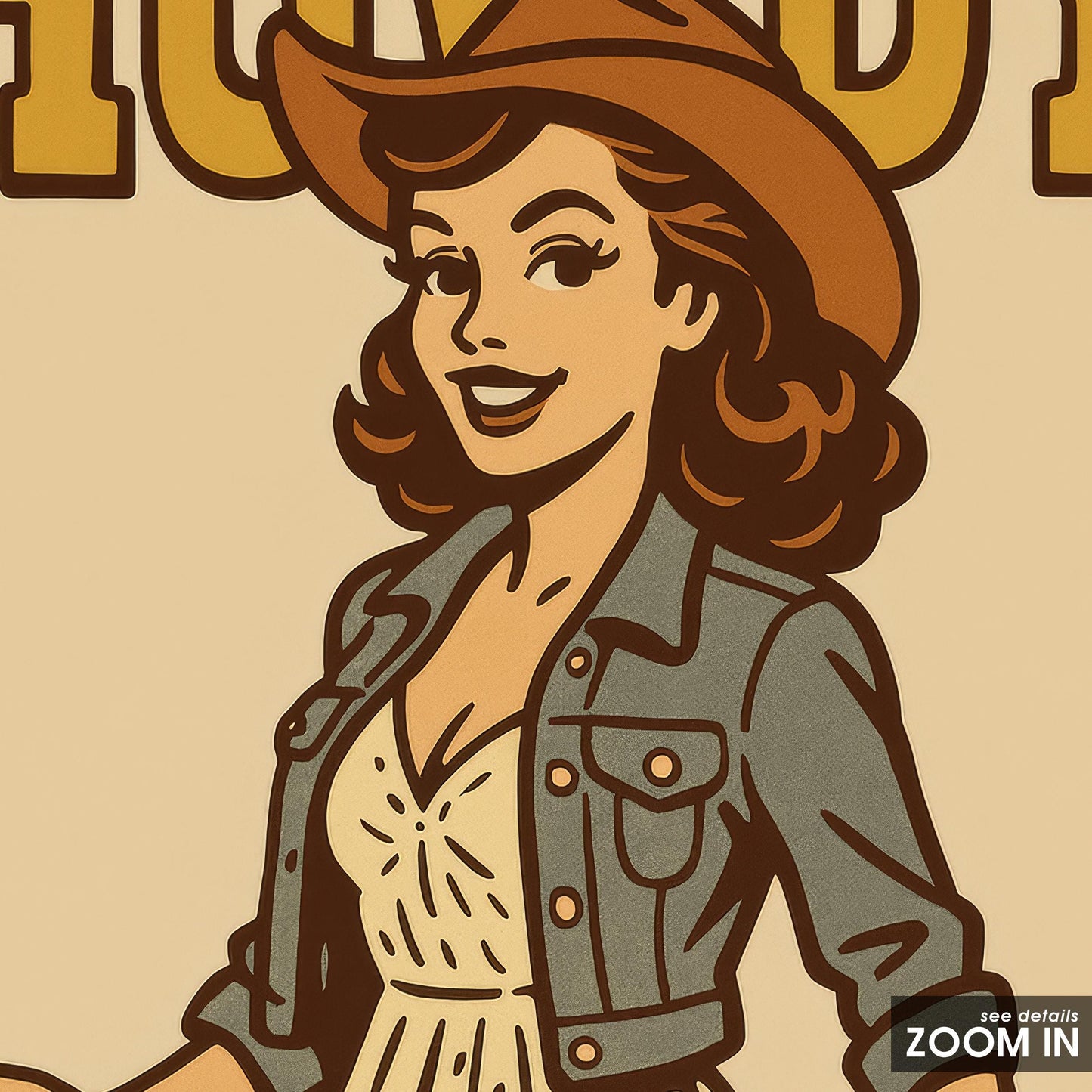 Howdy Retro Cowgirl Poster – Pin-Up Beach Western Art Print