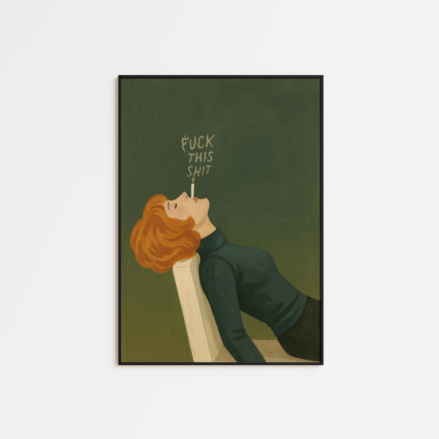 Retro Smoking Lady Art – Bold Redhead Poster | Feminist Quote Print