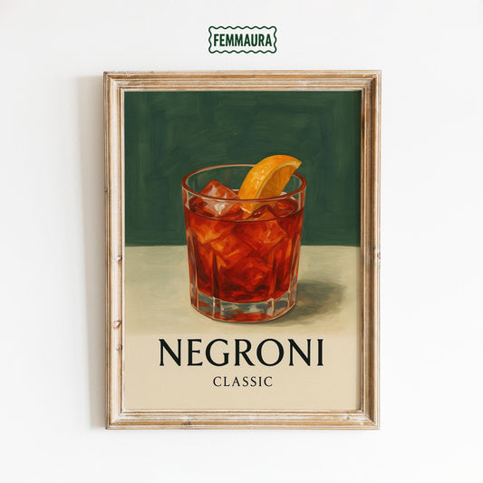 Negroni Cocktail Poster – Classic Cocktail Art | Vintage Bar Decor Print