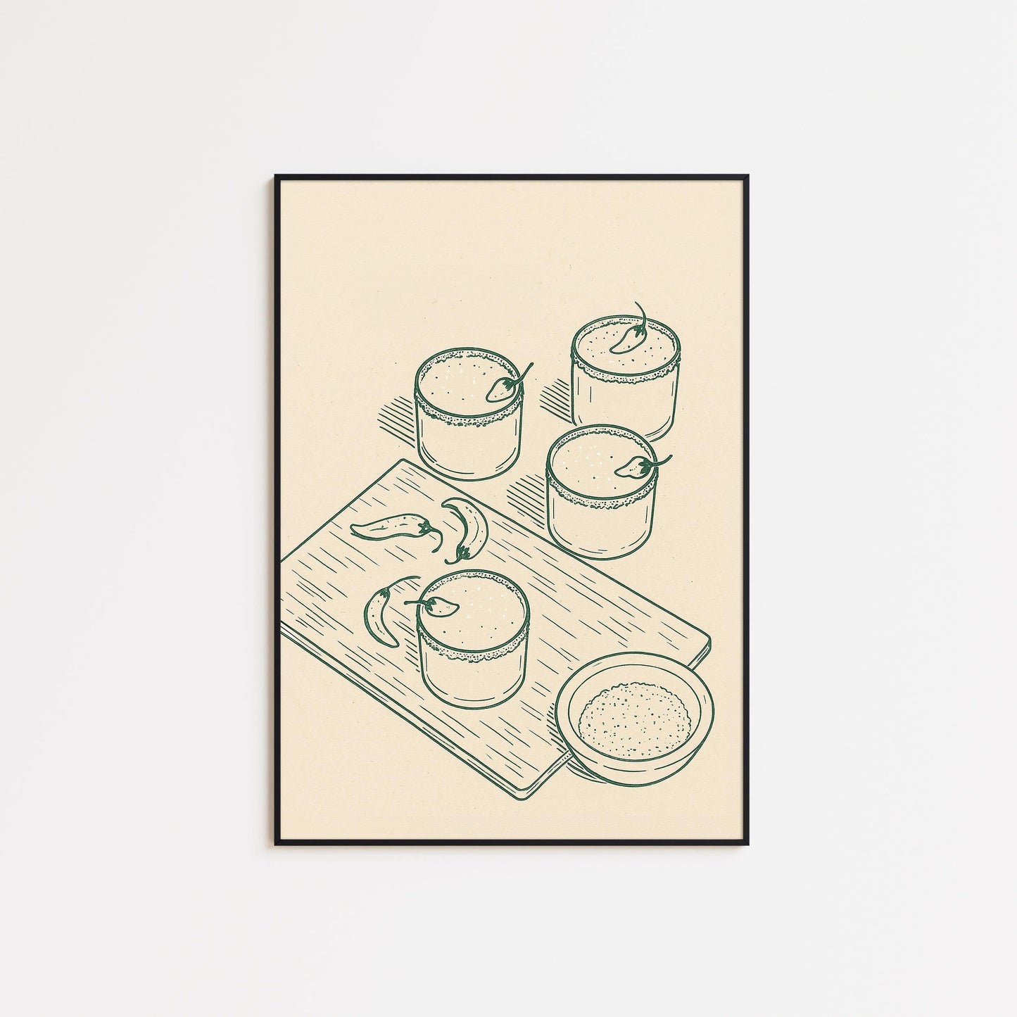 Spicy Margarita Poster – Minimalist Cocktail Line Art Print