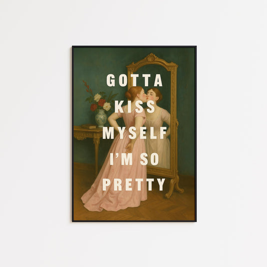 Feminist Vintage Poster – Empowering Self Love Decor with Pink Dress Artwork