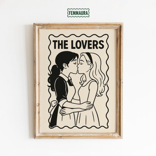 Sapphic Tarot Art Print – Bold Lesbian Love Wins Vintage Style Poster