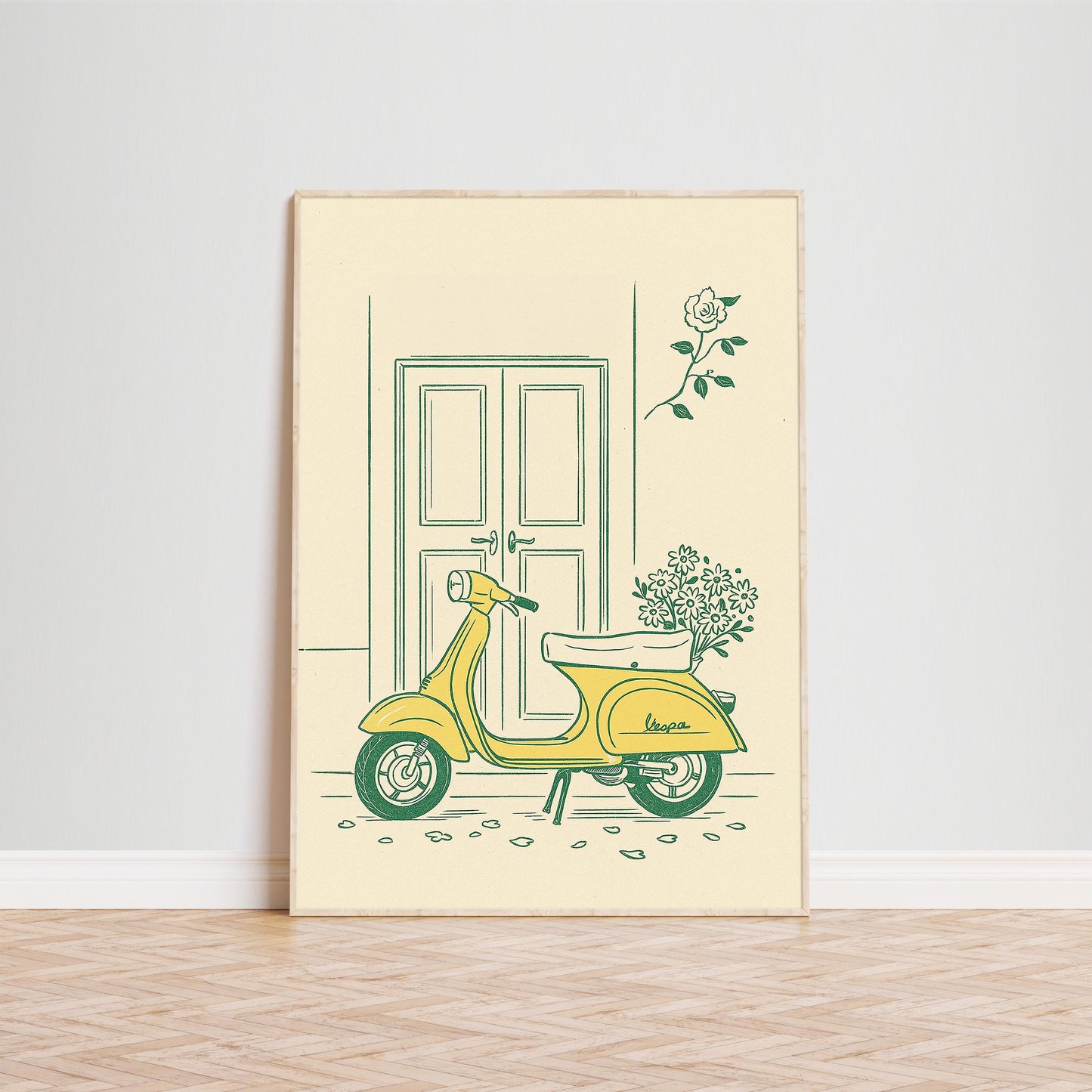 Yellow scooter Poster – Vintage Italian Scooter Art Print