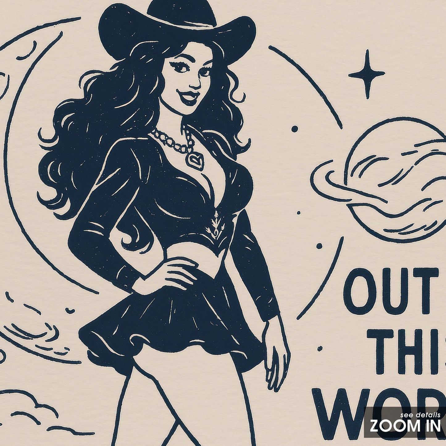 Out of This World – Retro Space Cowgirl Poster