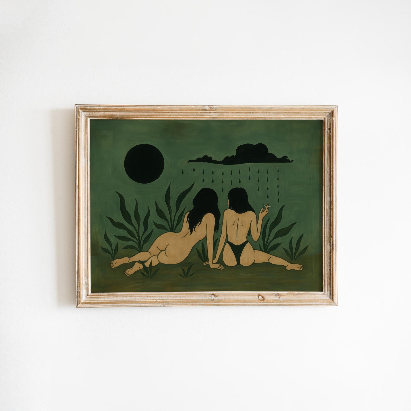 Dark Feminine Art Print – Witchy Wall Decor Featuring Rain & Moon Illustration