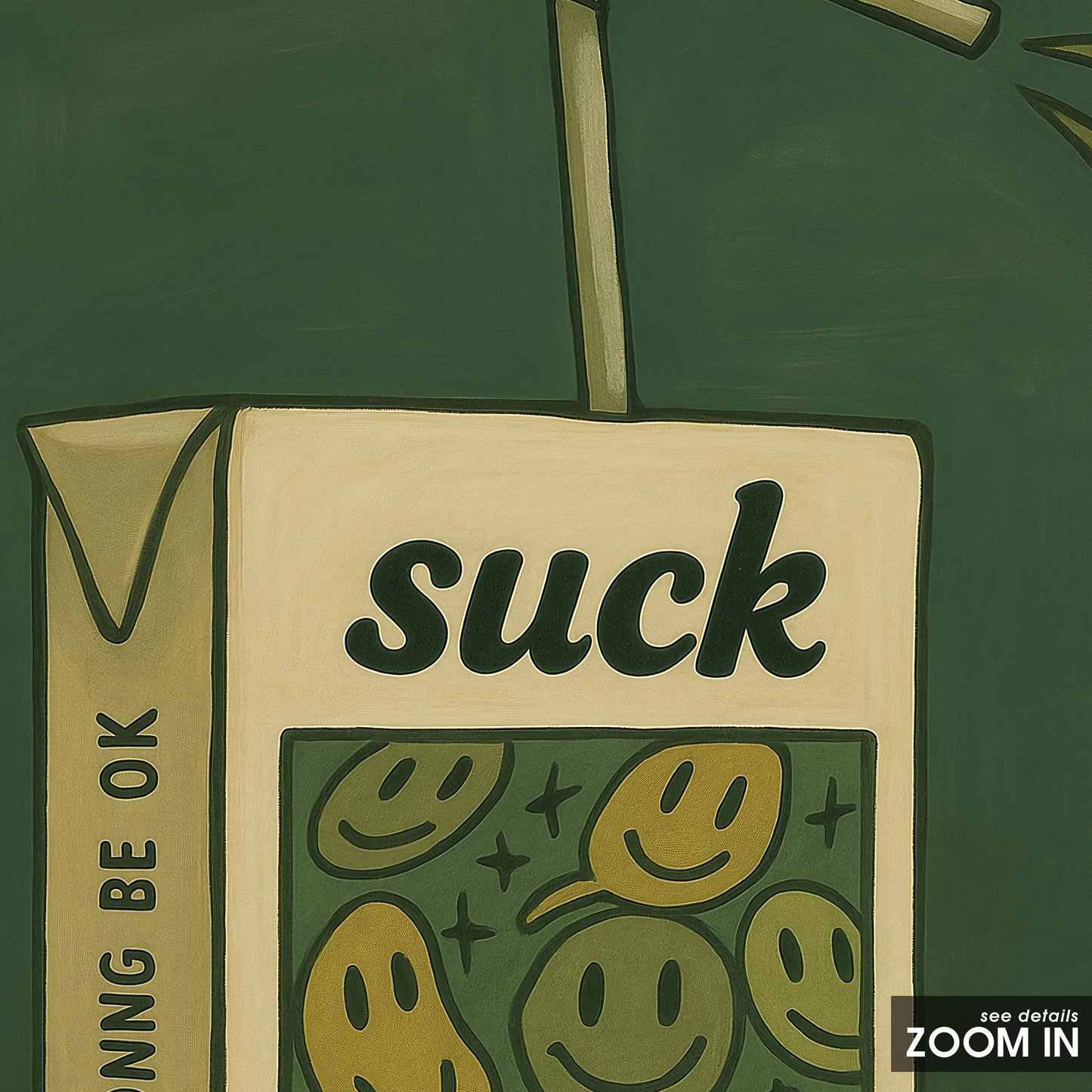 Quirky Retro Wall Art – Vintage Juice Box Poster With Smiley Face Design