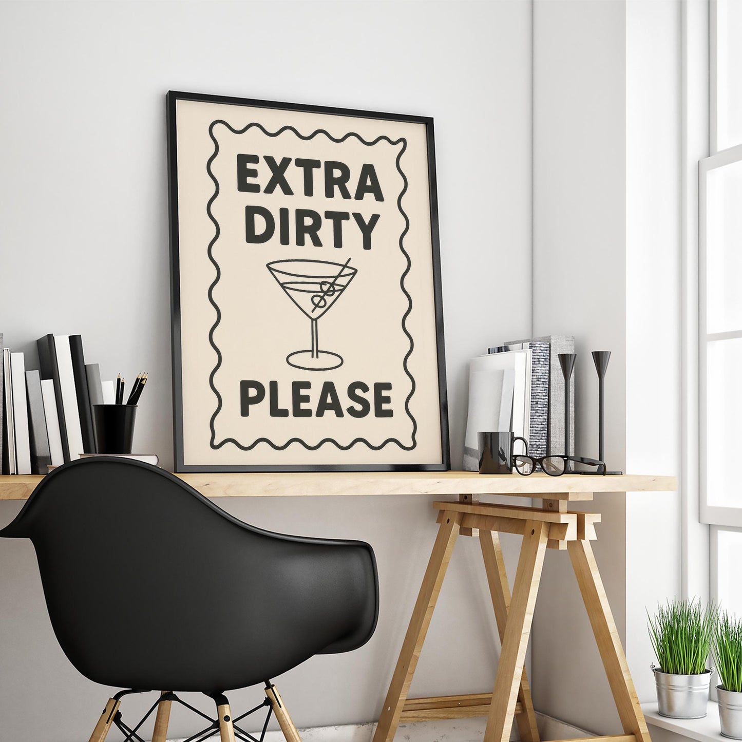 Martini Quote Wall Art – Minimalist Quote Poster With Playful Cocktail Design