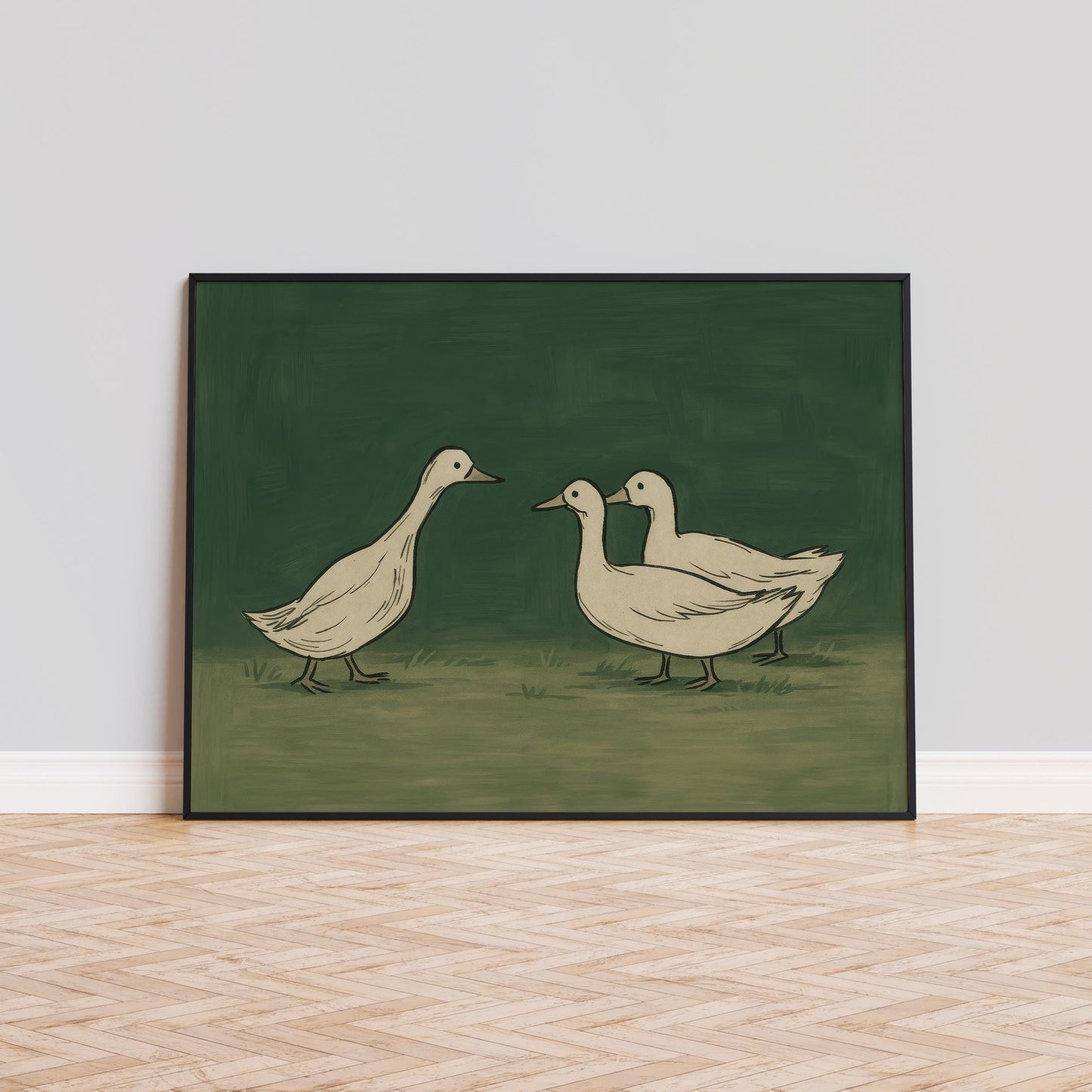 Rustic Duck Illustration – Farmhouse Wall Art With Minimalist Duck Design