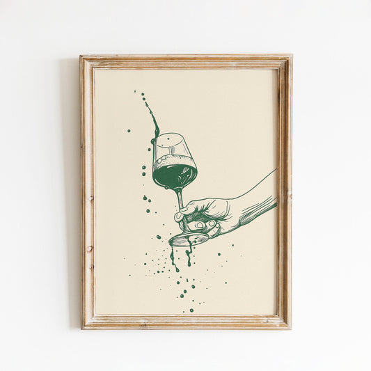 Wine Spill Poster – Minimal Line Art of a Wine Glass