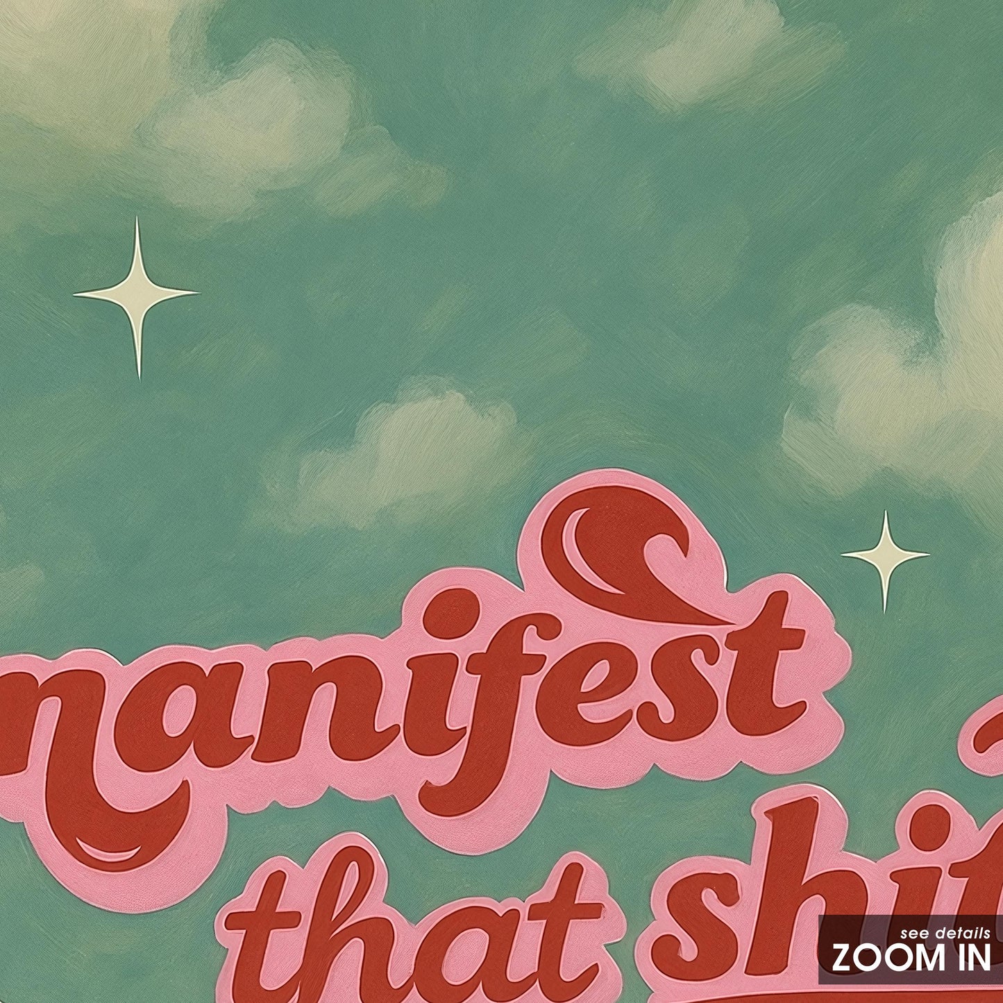 Retro Cloud Poster – Bold Text Print With Playful Typography & Pastel Sky Decor