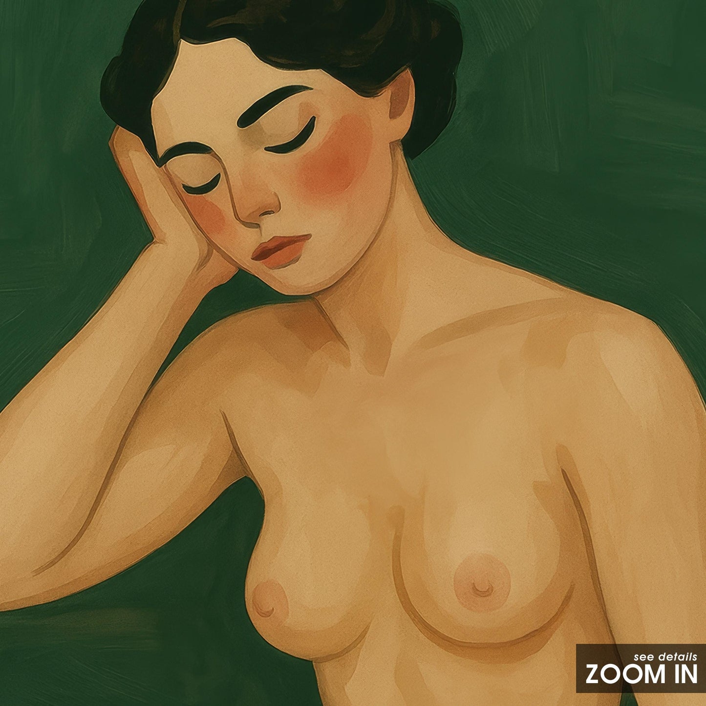 Nude Reading Woman Art – Feminine Book Lover Poster With Vintage Calm