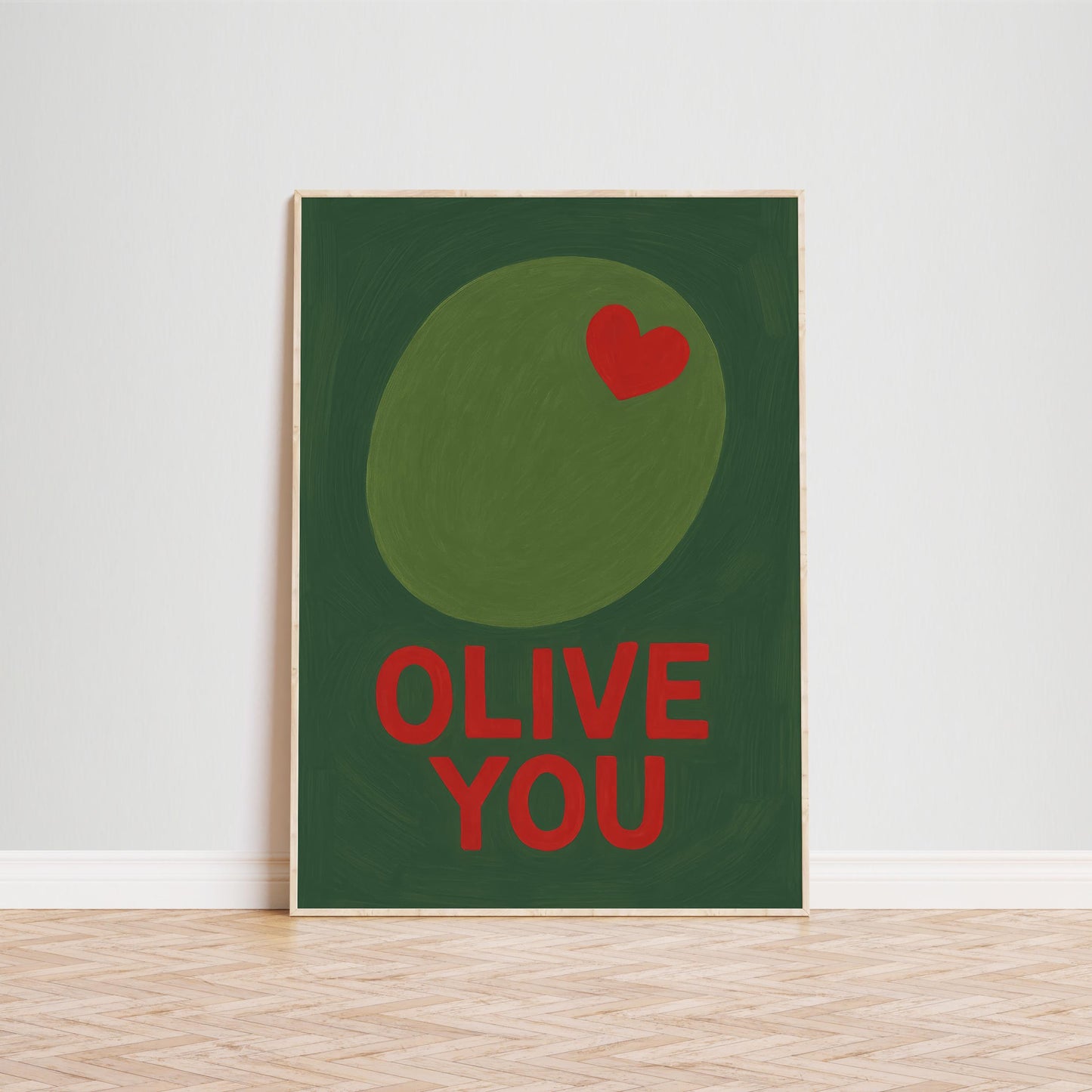 Olive You Poster – Cute Retro Kitchen Wall Art With Playful Love Decor