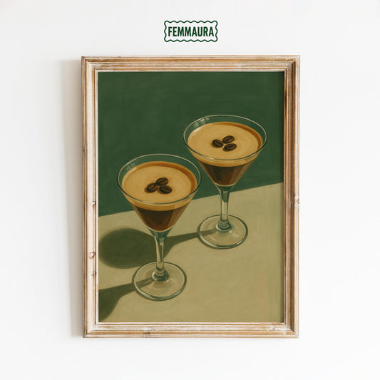 Espresso Martini Poster – Vintage Cocktail Art | Coffee Liquor Print, Stylish Wall Decor
