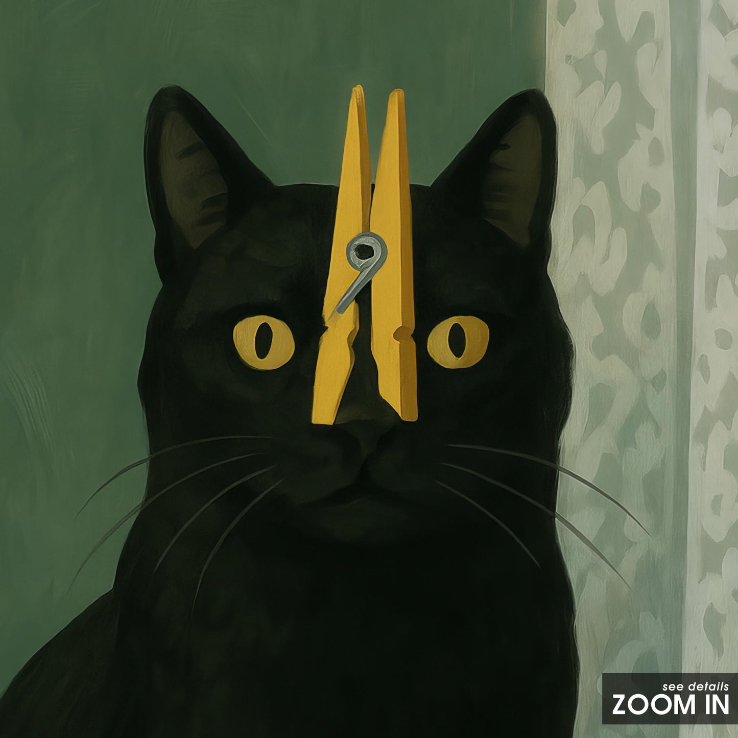 Black Cat Wall Art – Surreal Minimalist Cat Print | Gothic Home Decor Poster