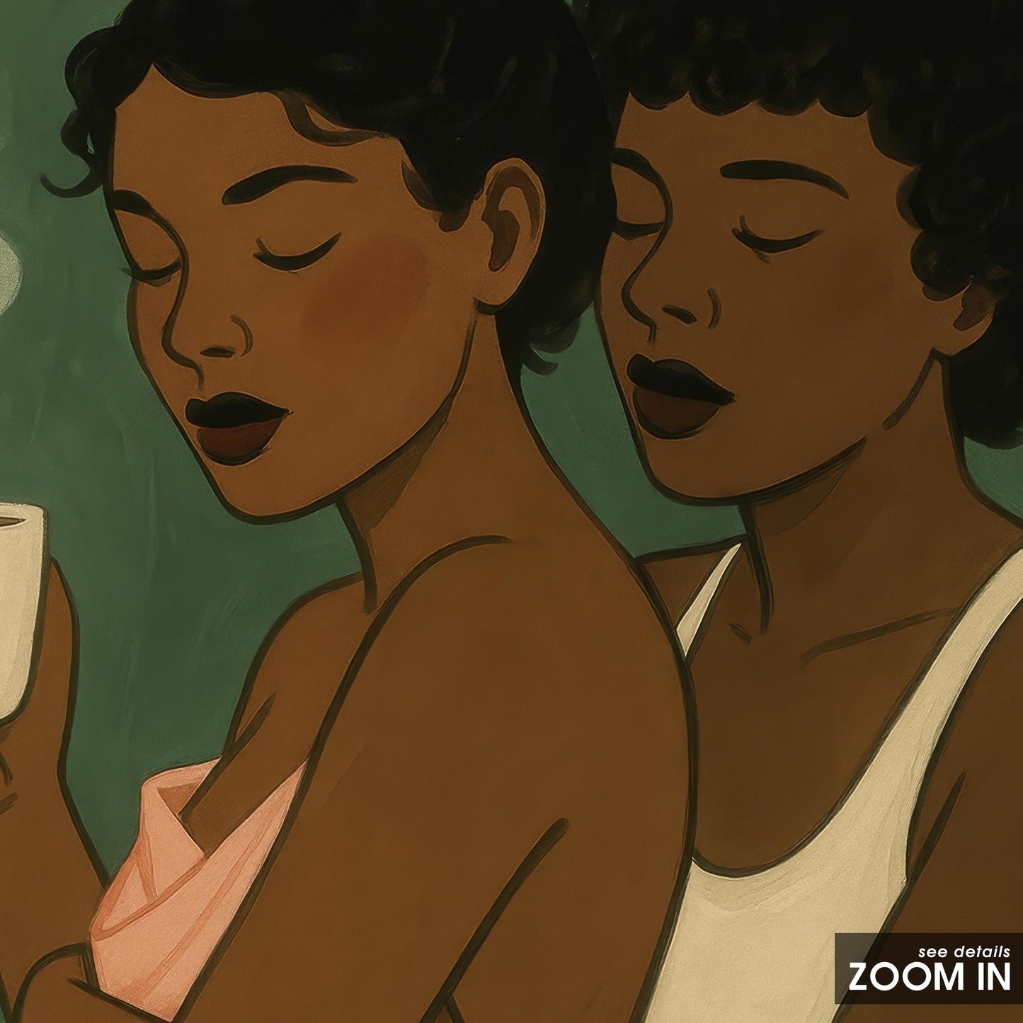 Queer Black Love Poster – Intimate Lesbian Couple Wall Art, Minimalist Sapphic Print