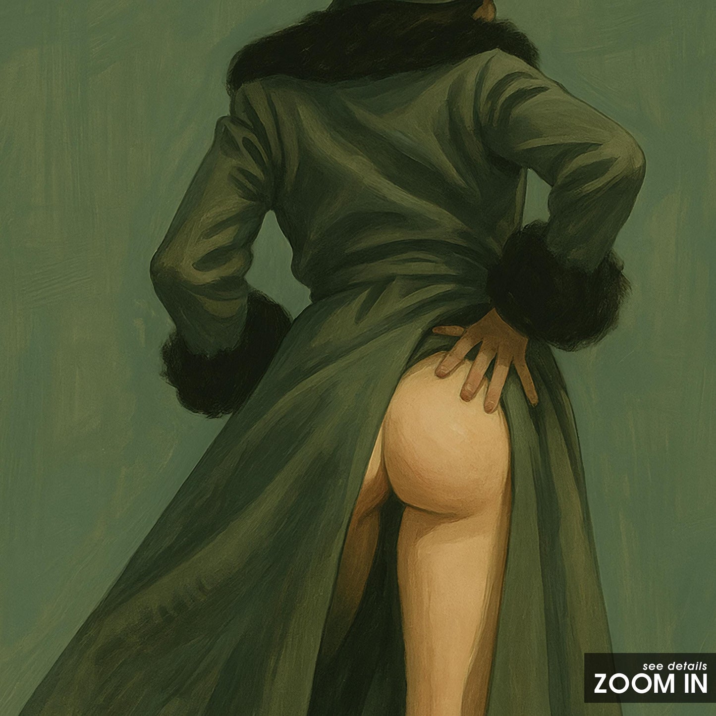 Sensual Retro Art Print – Bold Feminine Wall Poster With Vintage Coat Illustration