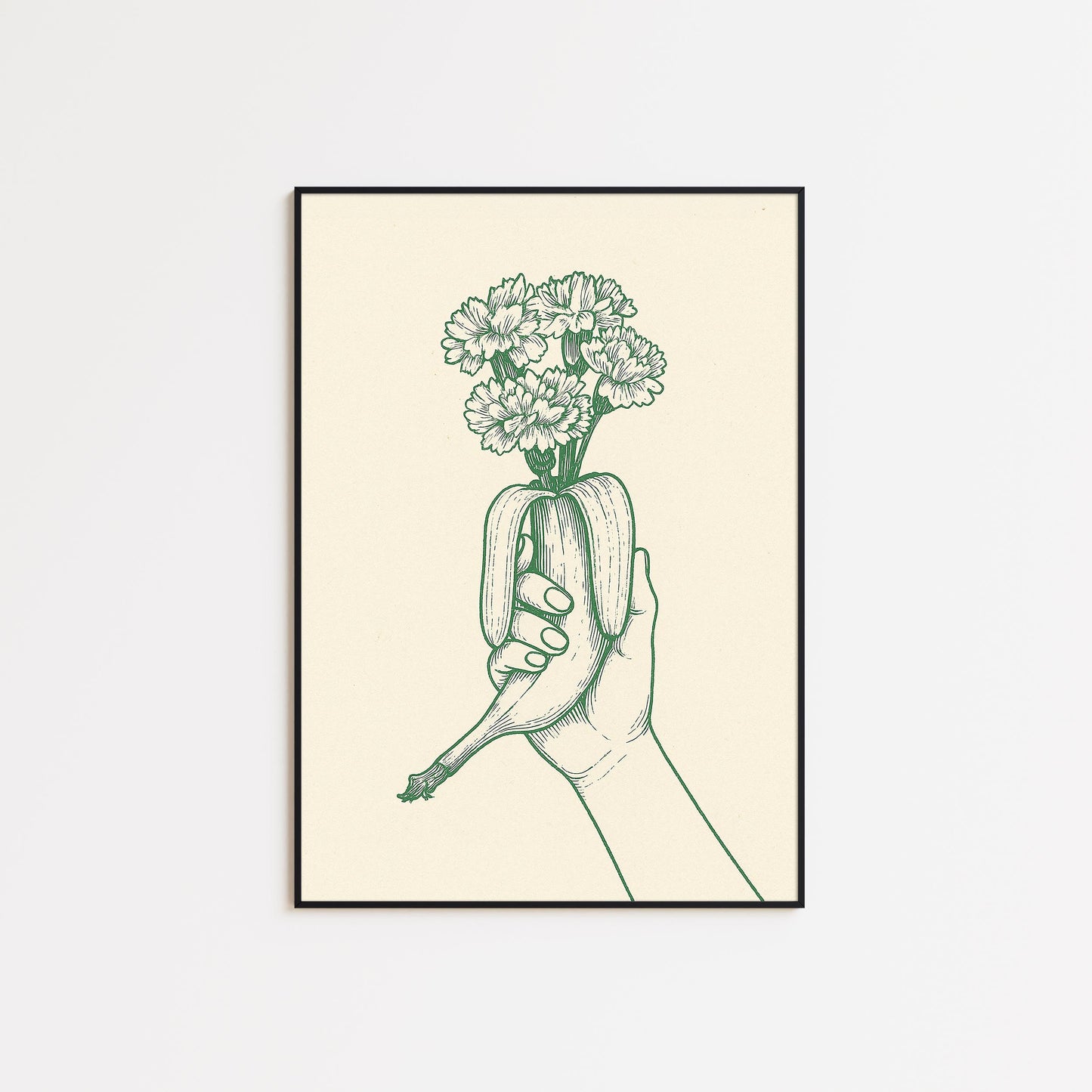 Banana Bouquet Poster – Surreal Botanical Line Art Print
