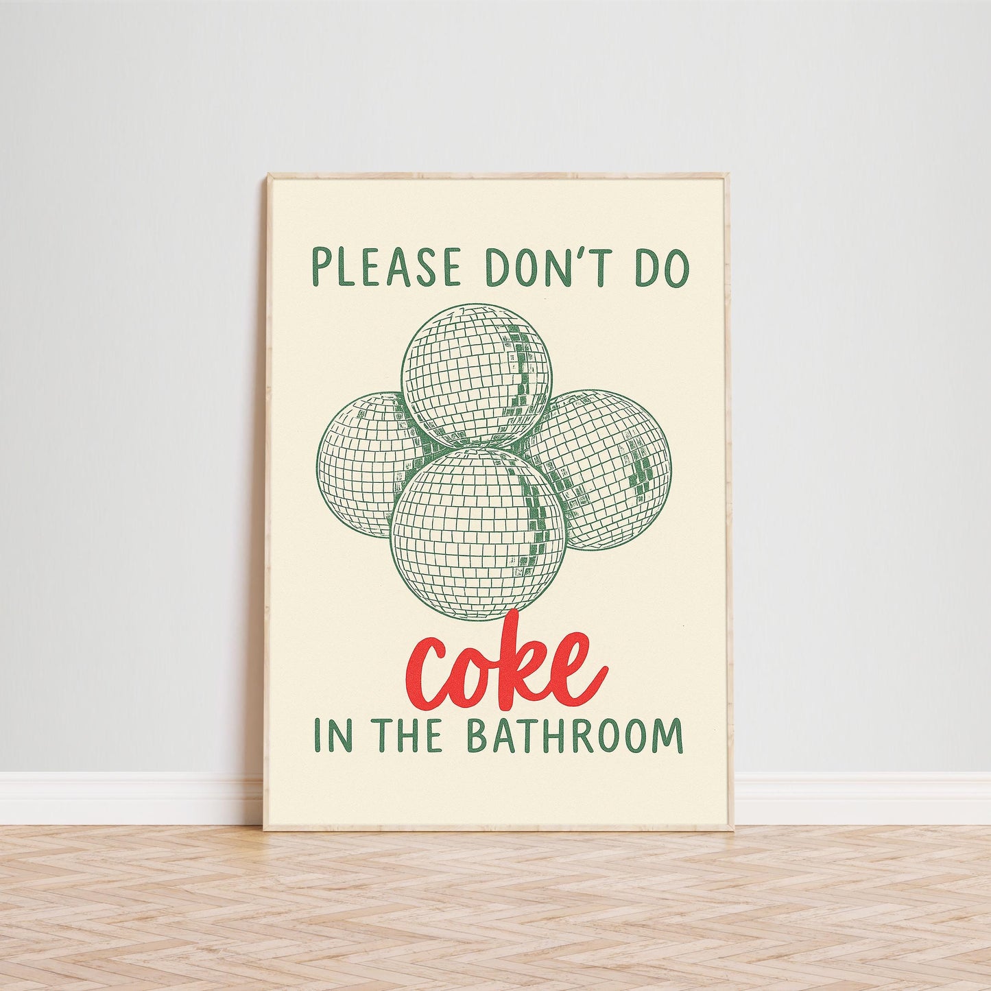 Please Don’t Do Coke in the Bathroom Poster – Funny Retro Bathroom Wall Art