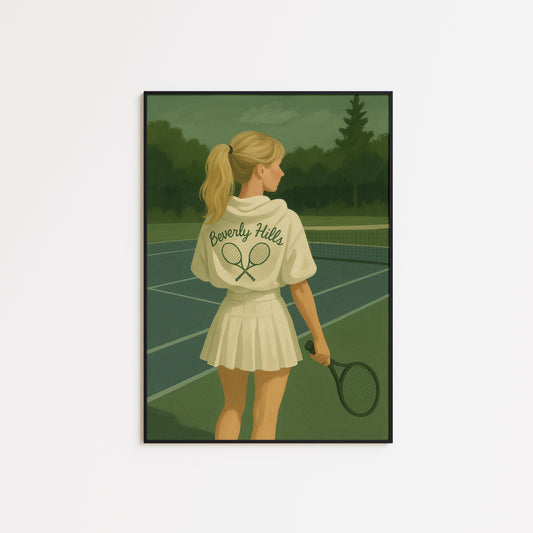 Retro Tennis Poster – Stylish Vintage Sports Art | Feminine Sporty Wall Decor