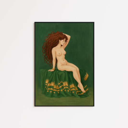 Nude Goddess Poster – Feminine Wall Art | Bohemian Nude Print & Graceful Portrait