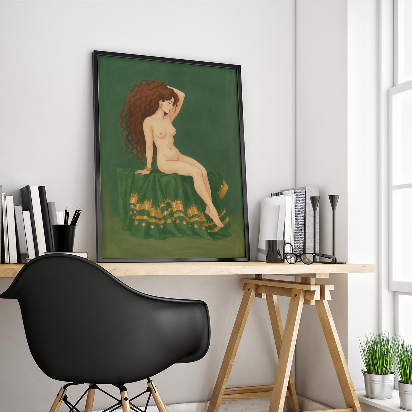 Nude Goddess Poster – Feminine Wall Art | Bohemian Nude Print & Graceful Portrait