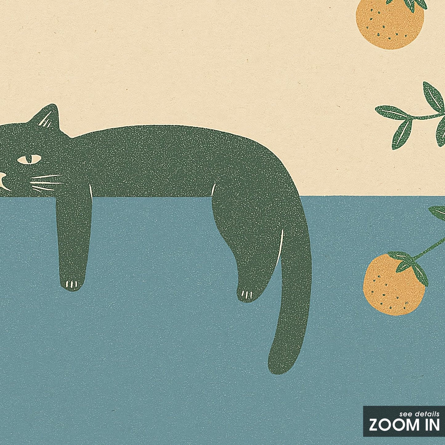 Lazy Summer Cat – Minimal Line Art Poster, Warm Mediterranean Wall Print