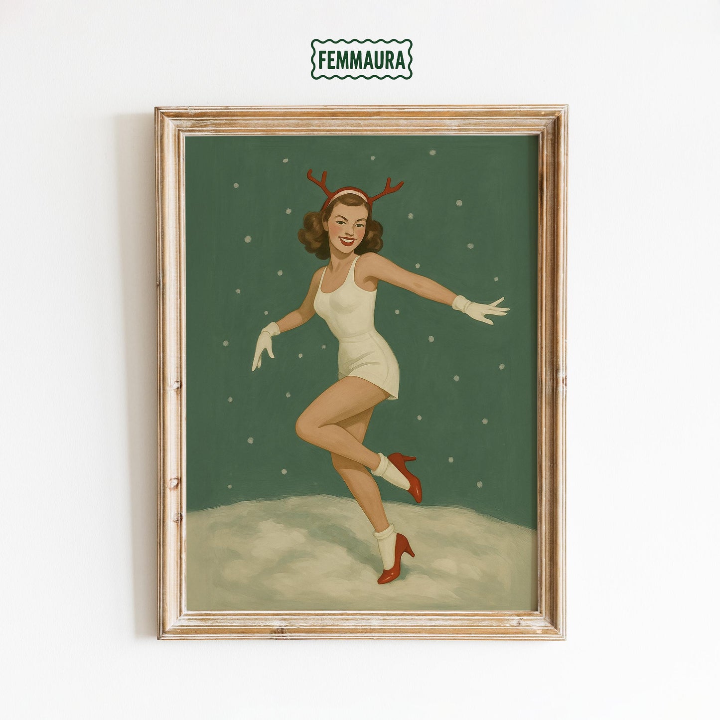 Vintage Reindeer Poster – Retro Christmas Art | Midcentury Holiday Print