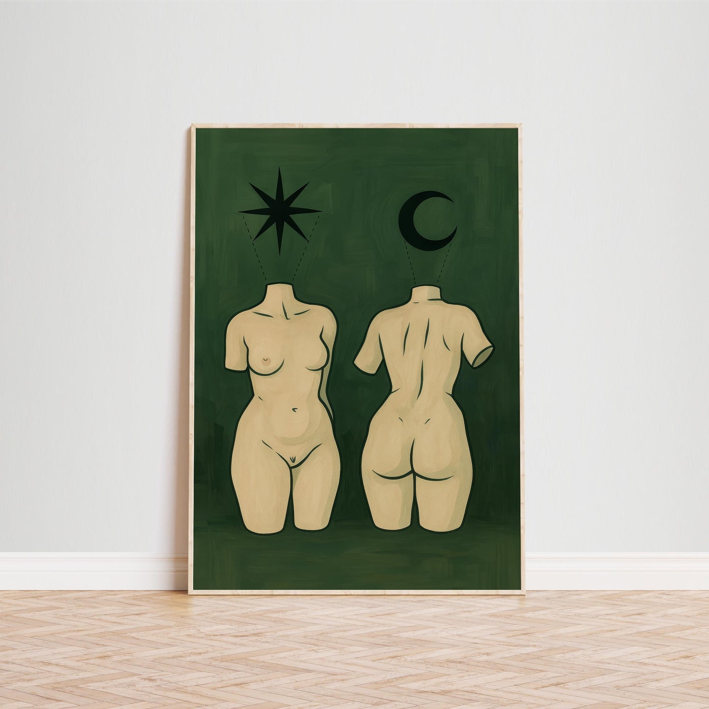 Feminine Wall Art – Symbolic Celestial Feminine Print | Green Wall Decor