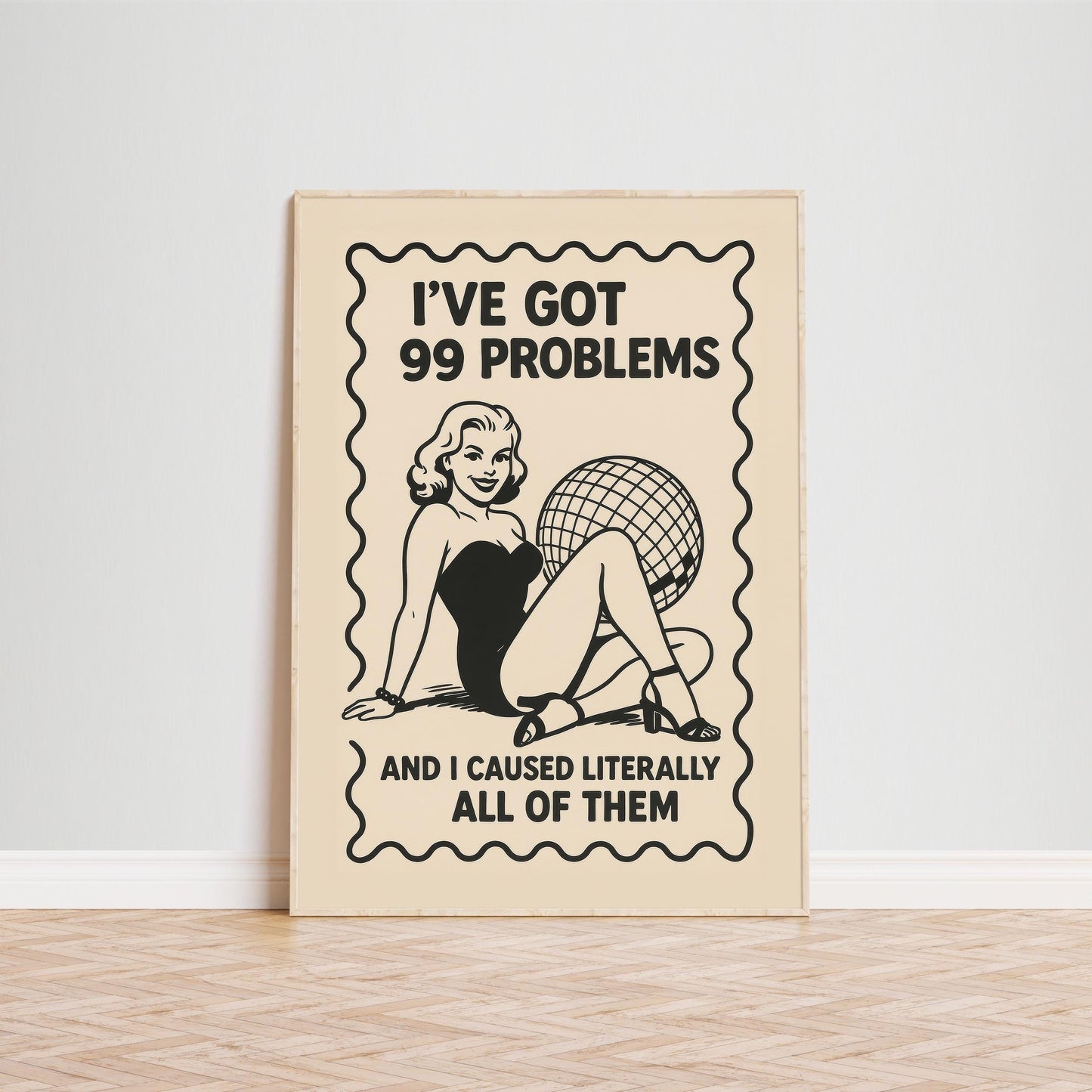Retro Pin-Up Poster – Chaotic Femme Decor | Funny Quote Print Wall Art
