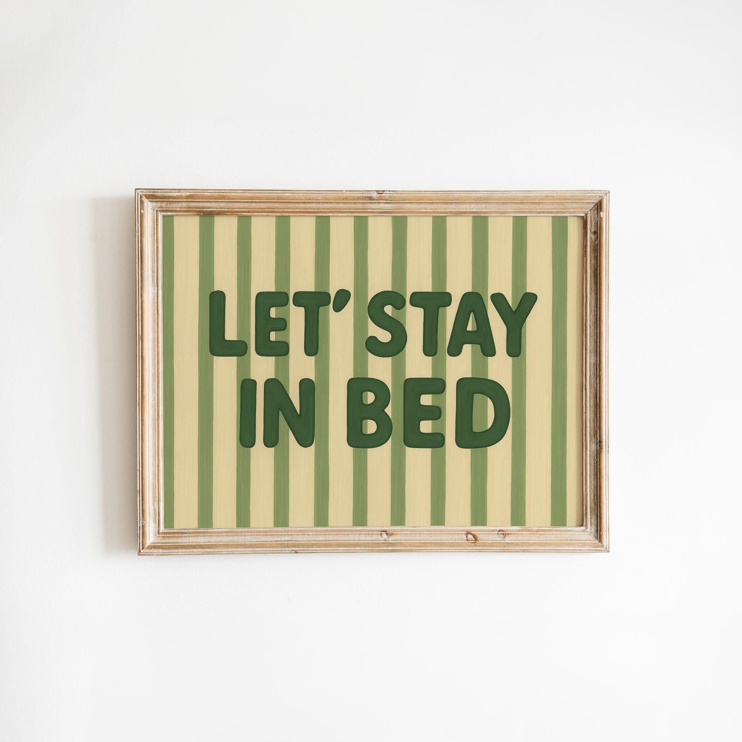 Retro Funny Quote Poster – Cozy Bedroom Wall Art With Green Stripes