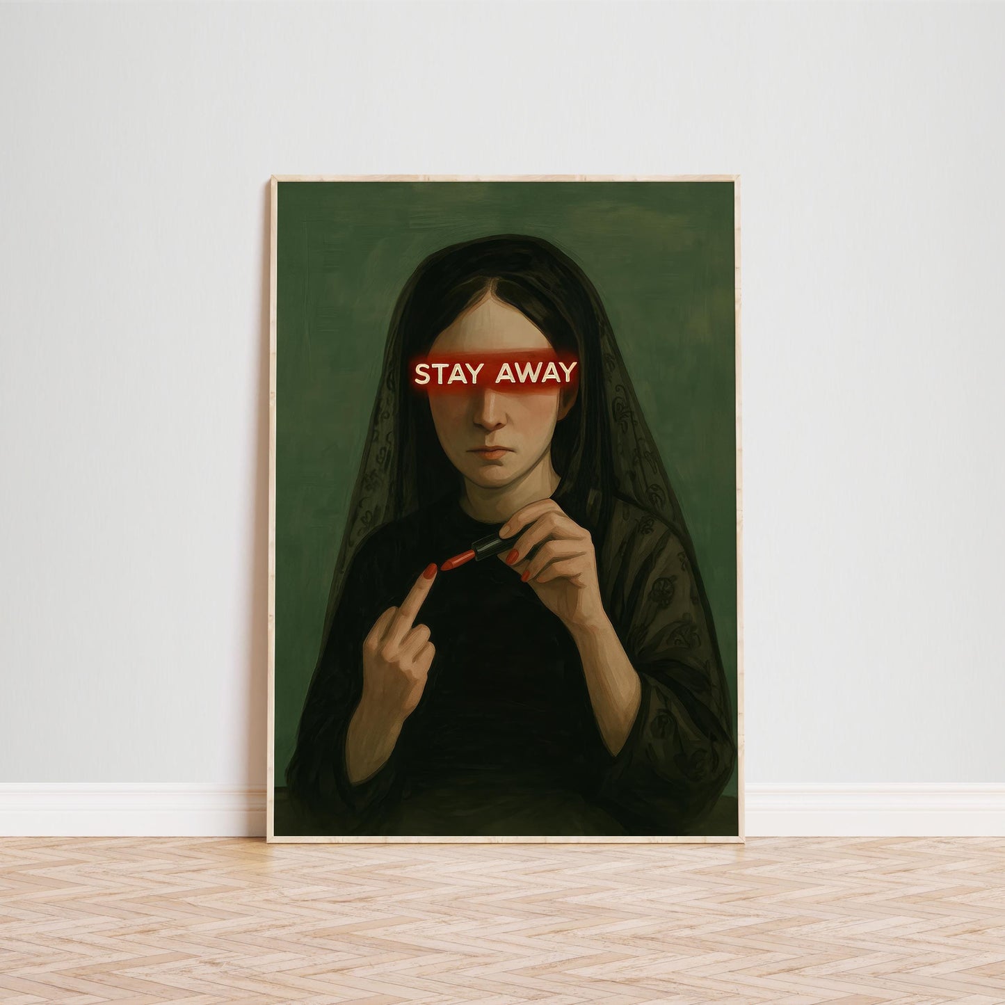 Dark Feminine Gothic Art – Bold Statement Poster With Red Text Wall Decor