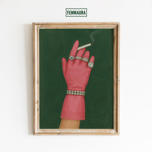 Vintage Glam Poster – Glamorous Wall Decor With Pink Glove & Cigarette Print