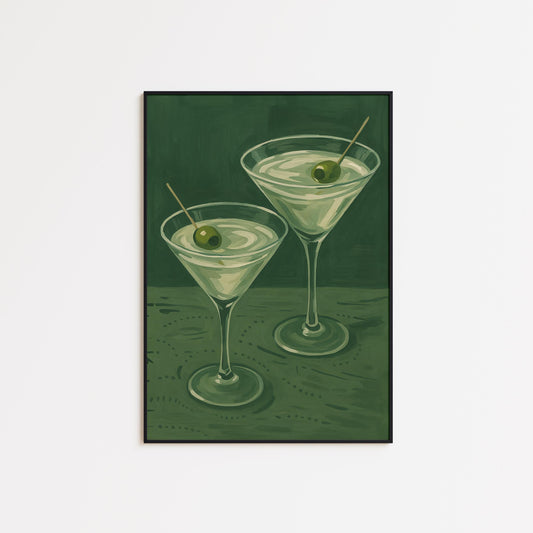 Martini Glasses Poster – Minimalist Cocktail Wall Art | Retro Bar Decor Print