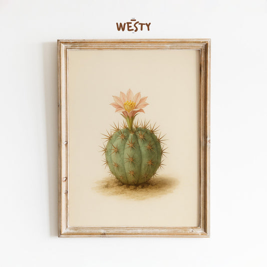 Vintage Botanical Cactus Art Print – Desert Bloom Wall Decor