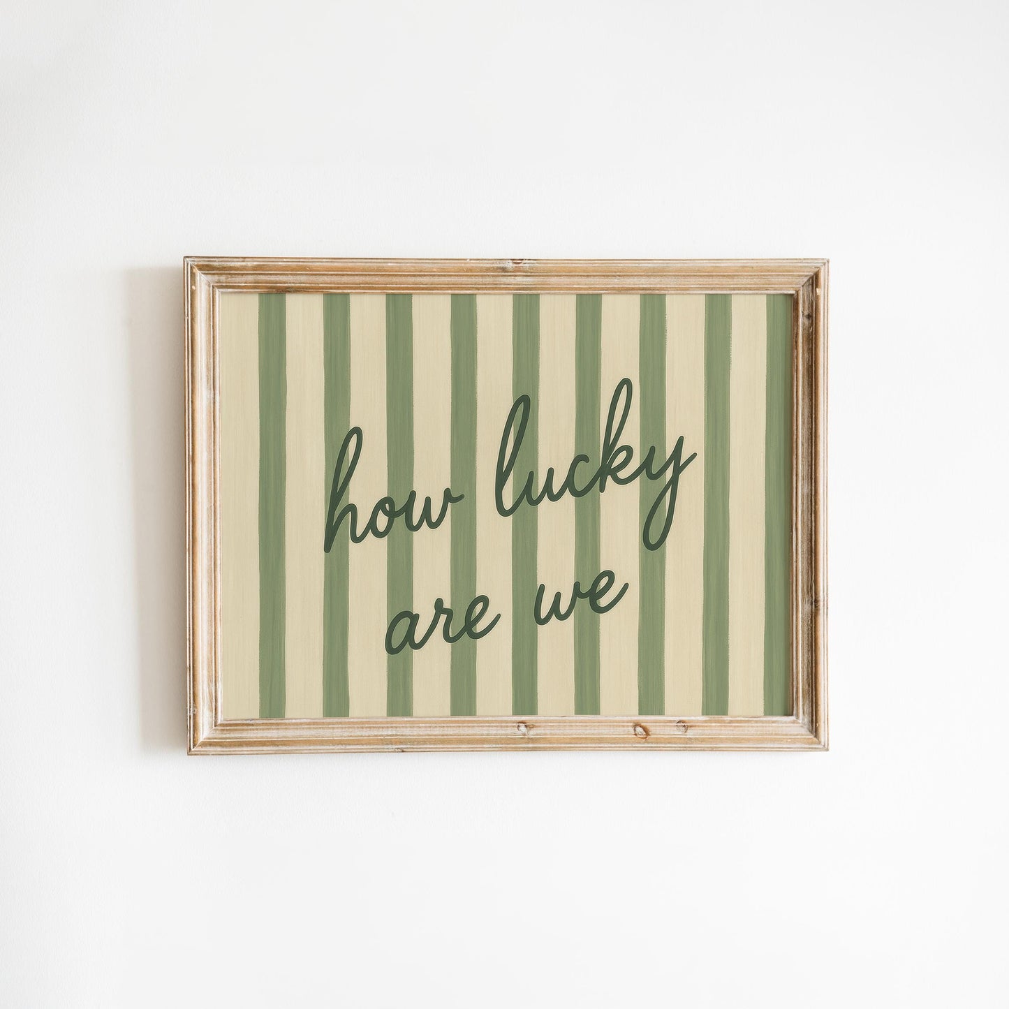Romantic Quote Poster – Green Striped Print With Soft Vintage Wall Art