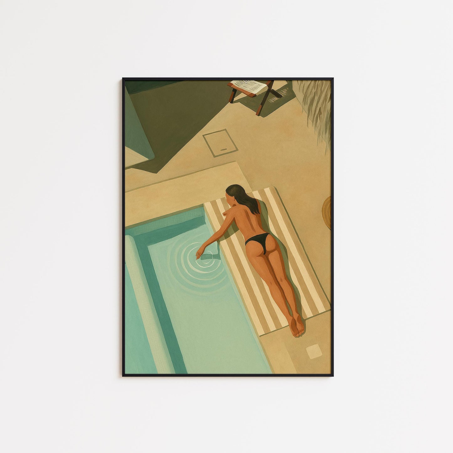 Poolside Relaxation Poster – Modern Summer Retro Wall Art With Silky Touch Print