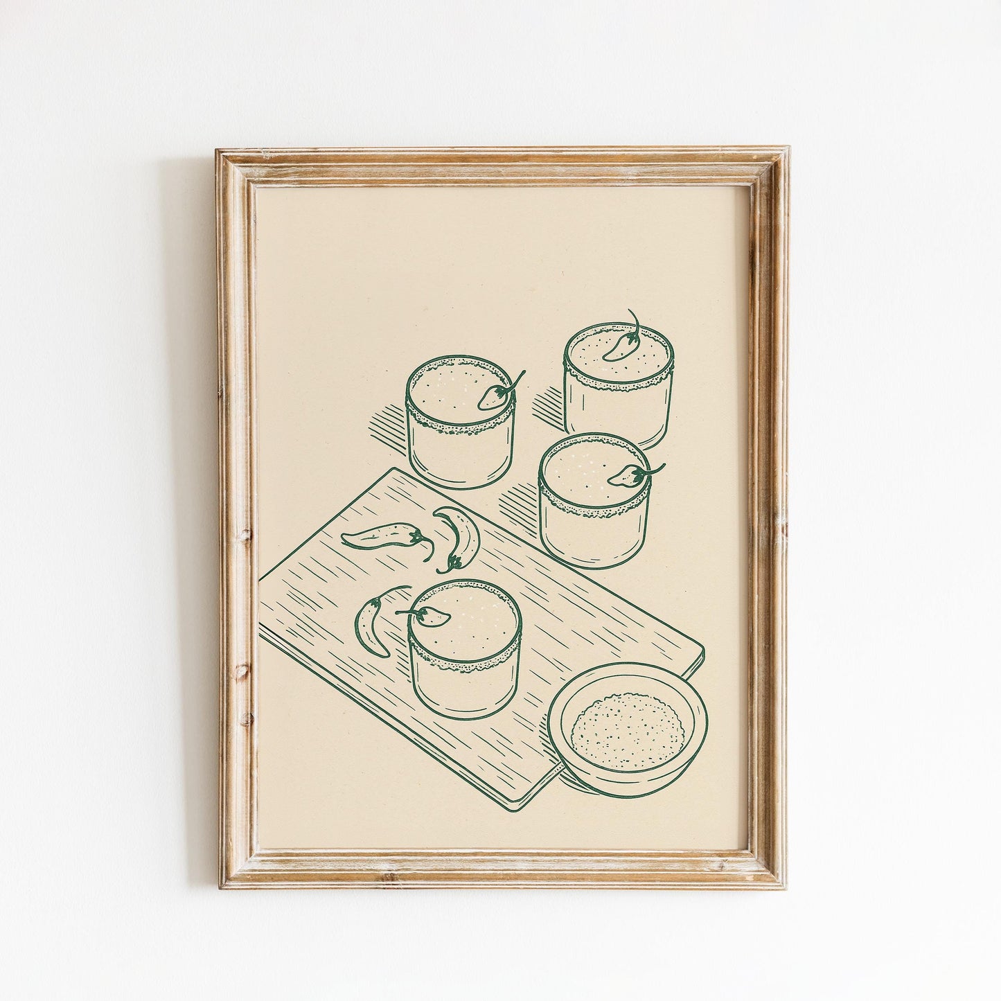 Spicy Margarita Poster – Minimalist Cocktail Line Art Print