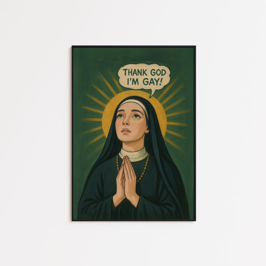 Gay Pride Wall Art – Funny Nun Print With Queer Wall Decor & Inclusive Message